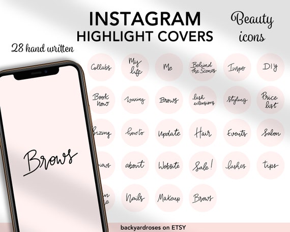 Beauty Handwritten Instagram Icons Instagram Highlight Etsy