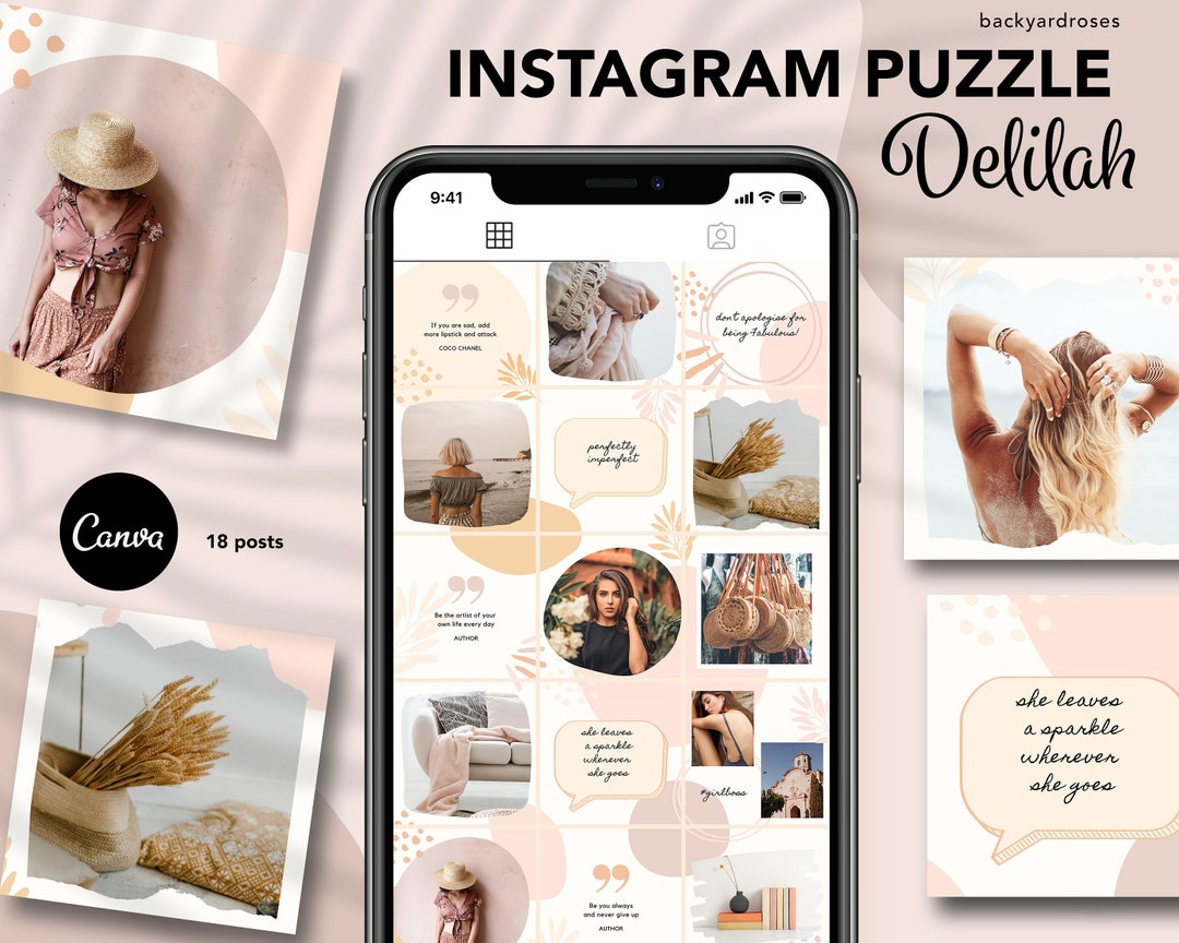 Boho Instagram Puzzle Template Canva Instagram Puzzle Feed - Etsy