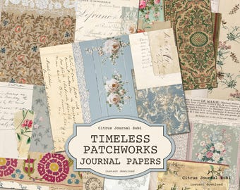 Vintage Papers, Junk Journal, Decorative Journal, Junk Journal Collage, Printable Journal, Digital Journal, Vintage Fabric, Floral Journal