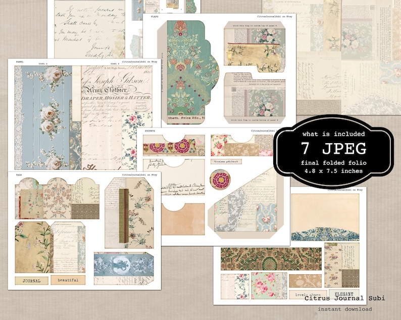 Shabby Chic Junk Journal Folio, Vintage Ephemera (digital Download) - Etsy