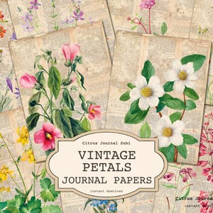 Journal printanier, fleurs vintage, journal floral, journal botanique indésirable, journal imprimable, journal fleurs sauvages, journal décoratif