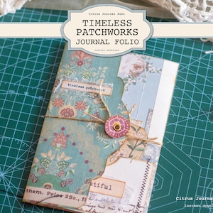 Shabby Chic Folio, Junk Journal Folio, Driebladige Folio, Vintage Behang, Vintage Collage, Vintage Ephemera, Plakboekcollage Tags
