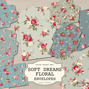 Vintage Envelopes, Junk Journal Envelopes, Vintage Flowers Envelopes, Shabby Envelopes, Printable Envelopes, Digital Envelope, Pocket Flaps