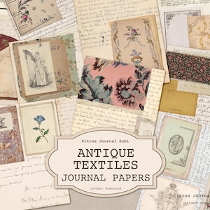 Neutral Junk Journal, Vintage Junk Journal, Antique Printable, French Letter Postcard, French Documents, Fabric Printable, Printable Journal