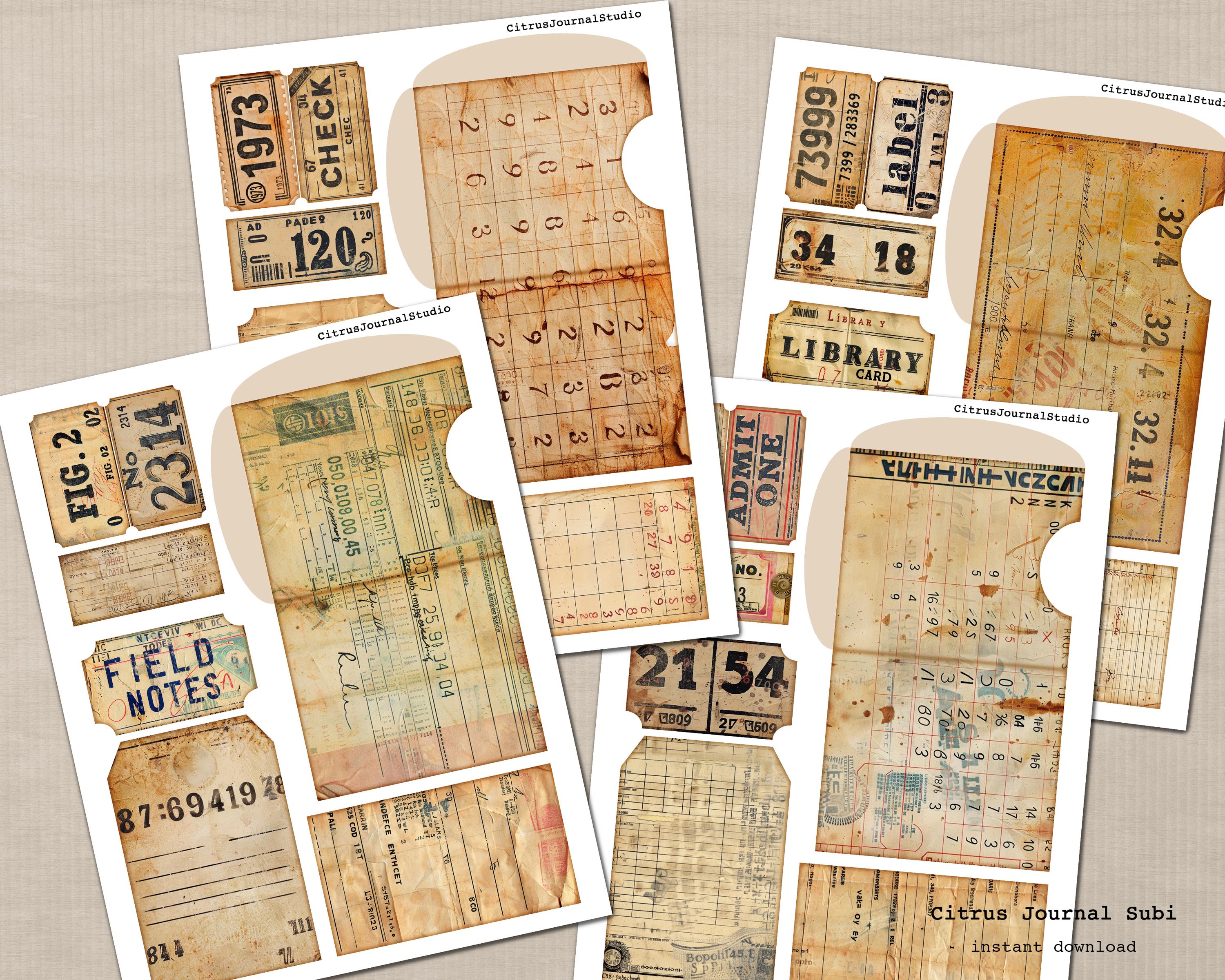 Vintage Library Loaded Pocket Tags, Number Labels (digital Download) - Etsy