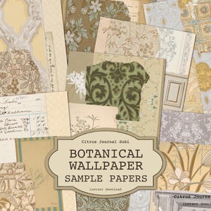 Journal botanique indésirable, papier peint vintage, journal indésirable, collage de journal indésirable, journal imprimable, journal décoratif, papier peint botanique