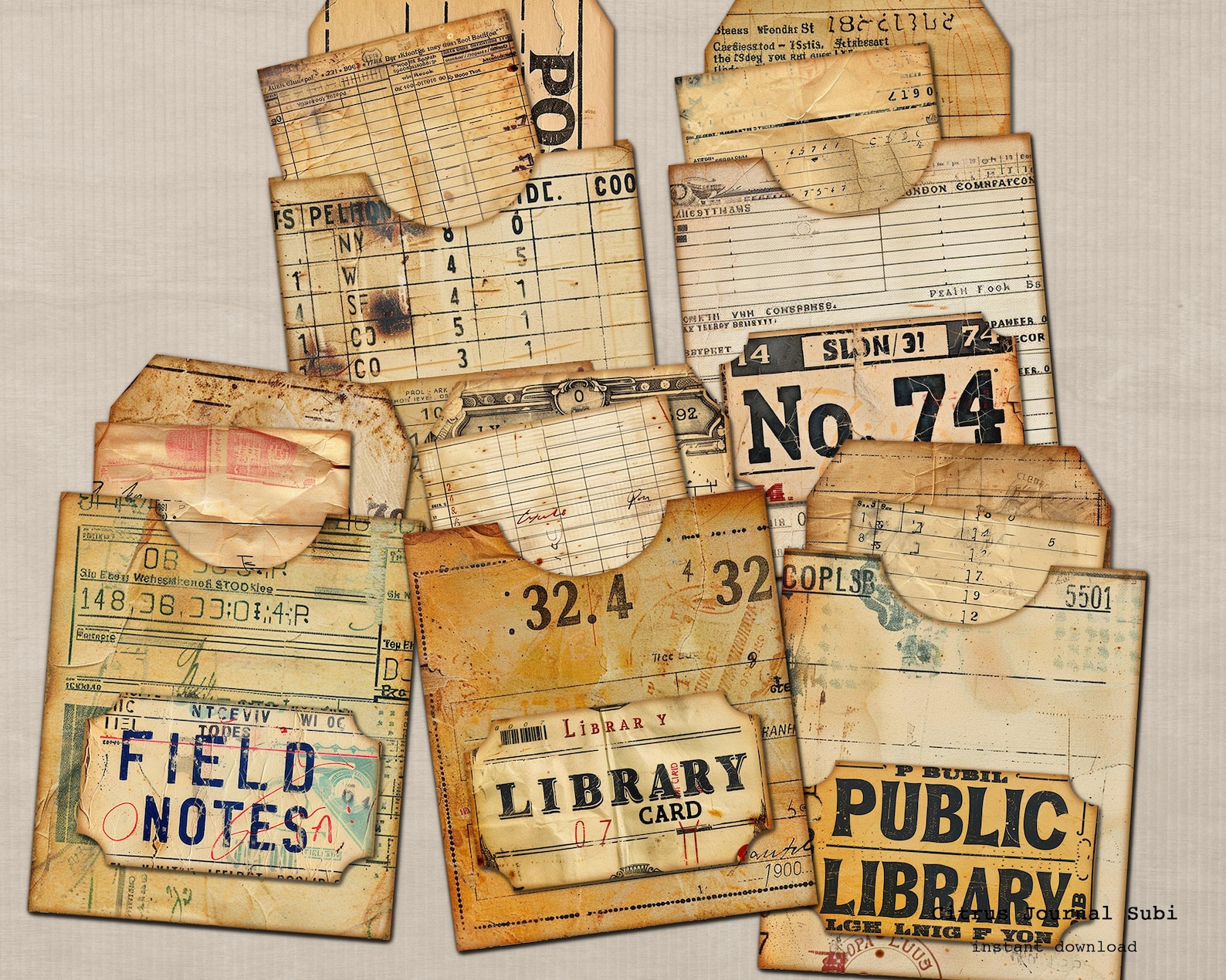 Vintage Library Loaded Pocket Tags, Number Labels (digital Download) - Etsy