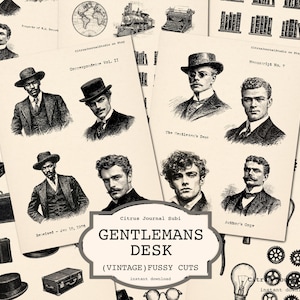 Découpes difficiles vintage, articles éphémères neutres de journal indésirable, machine à écrire ancienne, hommes vintage, encarts de journal imprimables, découpes de collage