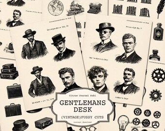 Recortes vintage, efímeras neutrales para diarios basura, máquinas de escribir antiguas, hombres vintage, insertos imprimibles para diarios, recortes de collage