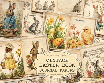 Vintage Easter Journal, Junk Journaling, Peter Rabbit, Spring Journal, Rabbit Journal, Easter Eggs, Digital Journal, Vintage Junk Journal