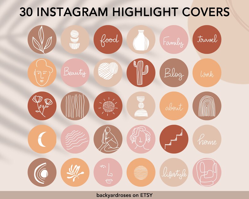 Buy Instagram Story Highlight Icons Boho Line Art Instagram Online in ...