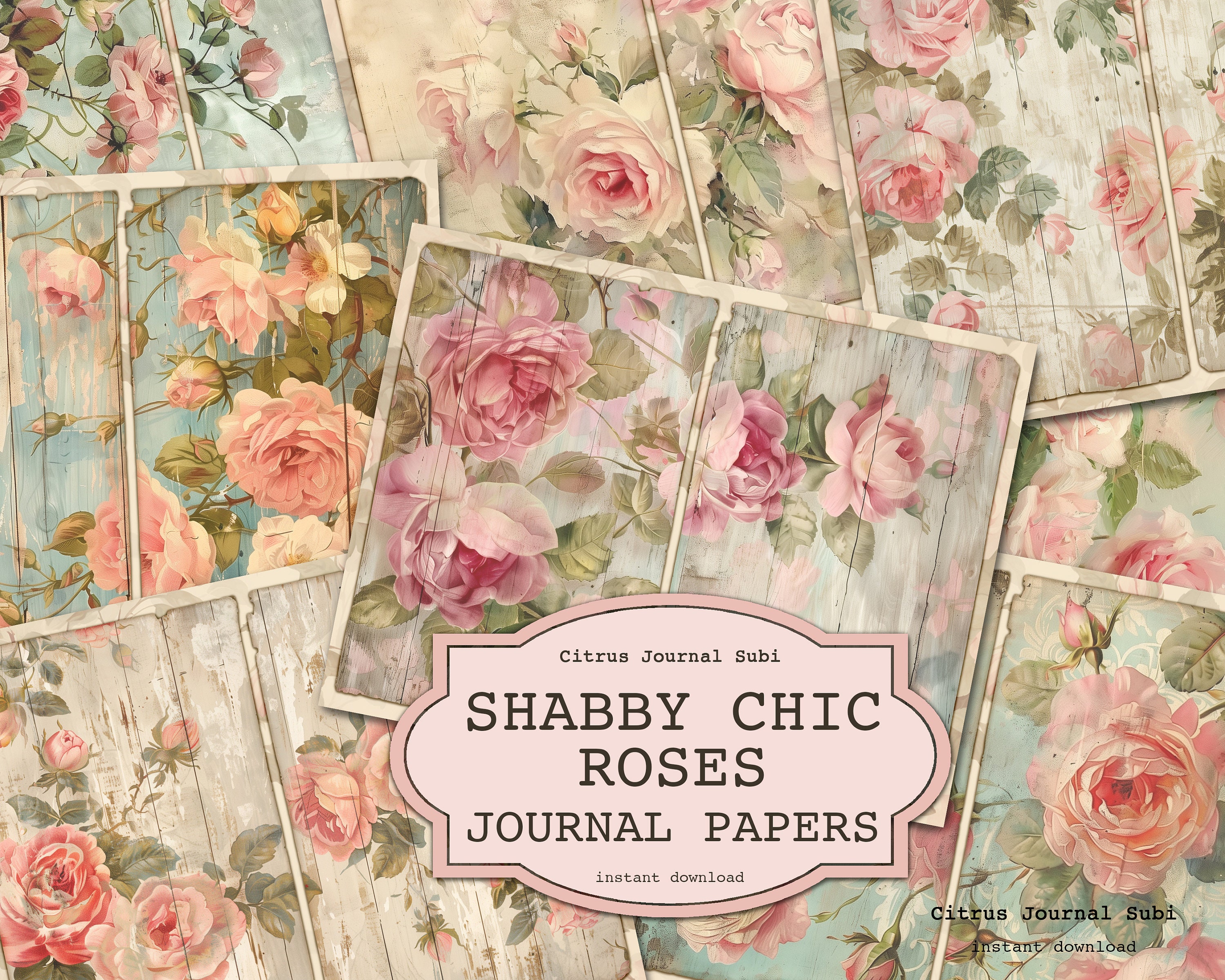 Shabby Chic Roses, Junk Journaling, Vintage Roses, Floral Journal ...