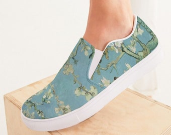 Women's Vincent Van Gogh Almond Blossom Slip-On Canvas Shoe | Artist Gift | Art Inspired Clothing | Cute Shoes | Painted Shoes | Art Shoes