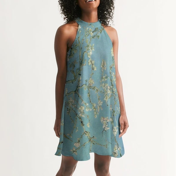 Women's Vincent Van Gogh Almond Blossom Halter Dress | Loose Flowy Dress | Artist Gift | Art Inspired Clothing