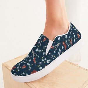 Women's Red Panda Slip-On Canvas Shoe | Cute | Animal Shoes | Artistic Pattern | Floral Sneakers | Zoo Gifts | Endangered Animals