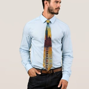 Monet's San Giorgio Maggiore At Dusk Neck Tie | Men's Formal | Gifts for Him | Artist Gifts | Art Inspired Clothing | Wedding Attire | Art