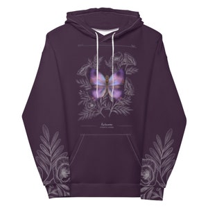 Women's Botanical Butterfly Hoodie | Cute Hoodies | Artist Gift | Botanical Art Inspired Clothing | Aesthetic Hoodies | Floral Shirt image 5