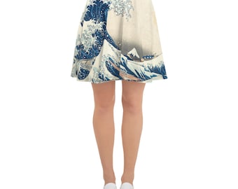 The Great Wave Hokusai Skater Skirt | Art Inspired Clothing | Gifts for Artists | Cute Clothing | Fine Art | Japanese Design | Artistic