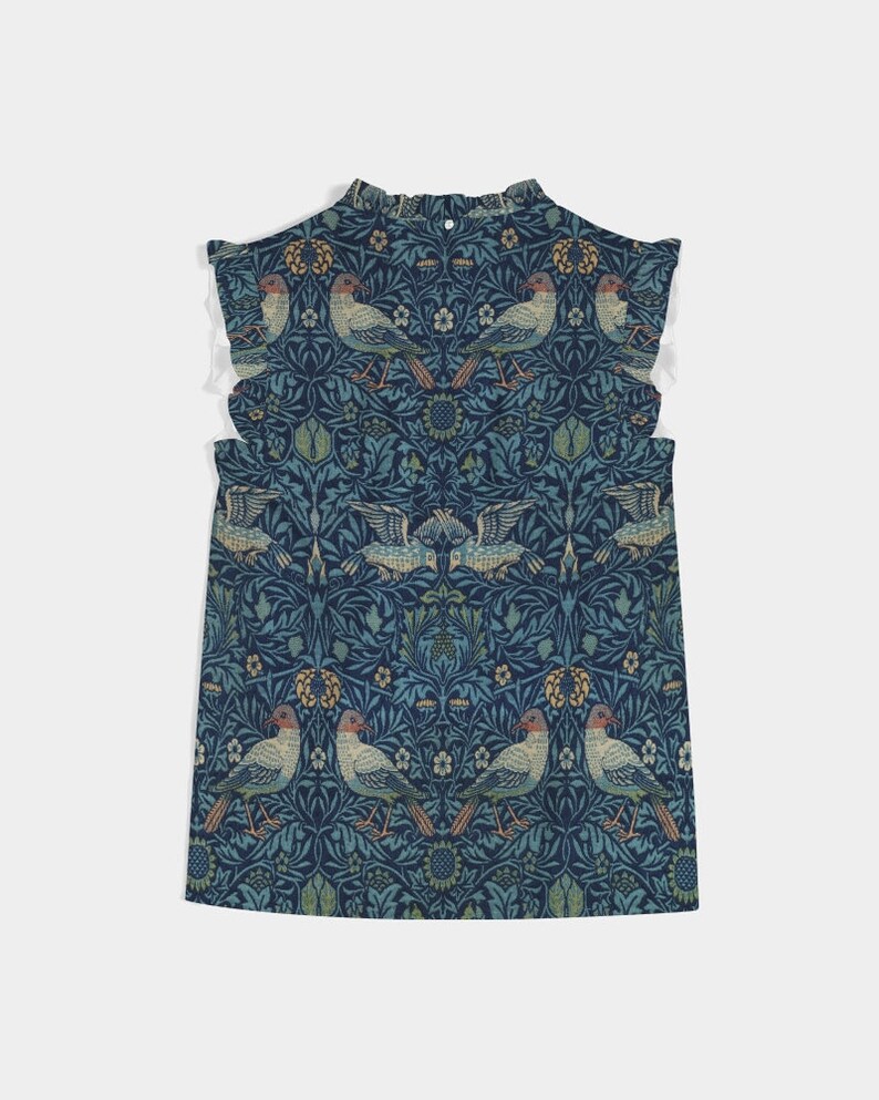 Top con maniche a volant William Morris Birds da donna / Camicie carine / Abbigliamento ispirato all'arte / Regali a tema uccelli / Camicia artistica / Camicetta da lavoro / Design vintage immagine 2