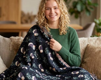 Winter Puffins Woven Blanket