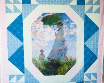 Monet's "Woman With a Parasol" Handmade Quilt | Art Gifts | Cute Home Decor | Cozy blankets | Handmade | Blankets | Bedding | Monet Gifts