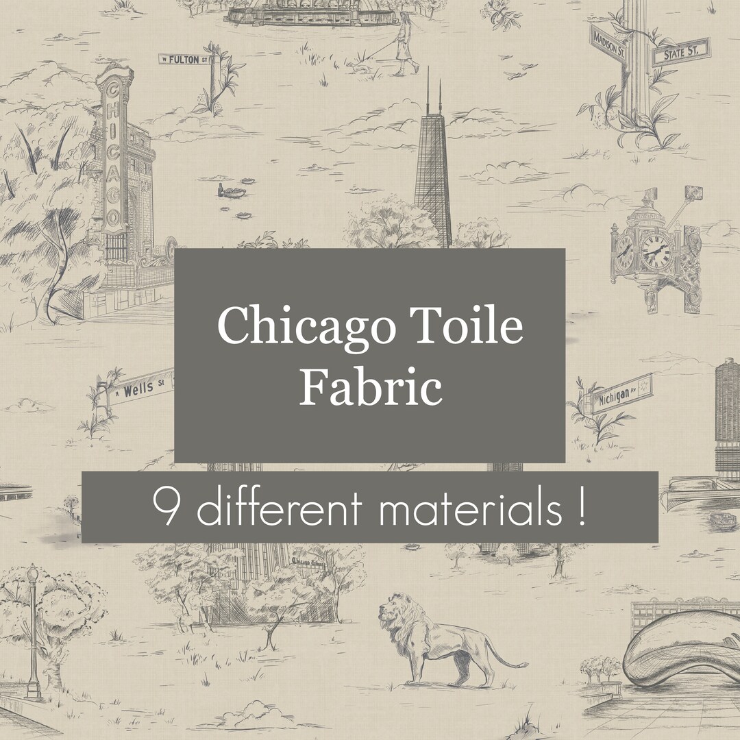 Chicago Toile De Jouy Fabric by the Yard Custom Fabric Craft Supplies