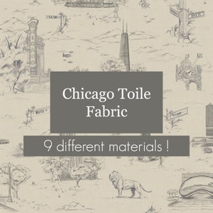 Tissu Chicago Toile De Jouy par mètre | Tissu personnalisé | Fournitures créatives | Cadeaux Chicago | Tissu mignon | Décoration Chicago | Décoration d'intérieur |
