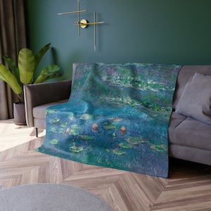 Monet Waterlilies Crushed Velvet Blanket | Cute Home Decor | Cozy Gifts | Artist Gifts | Fine Art | Artistic Home Decor | Pastel Decor |
