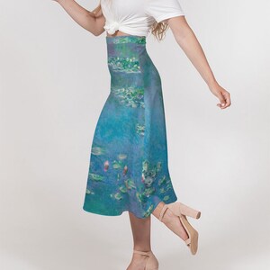 Monet Water Lilies Women's A-Line Midi Skirt | Art Inspired Clothing | Midi Skirt | Artistic Clothing | Cute | Painting | Artist image 4