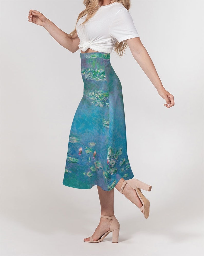 Monet Water Lilies Women's A-Line Midi Skirt | Art Inspired Clothing | Midi Skirt | Artistic Clothing | Cute | Painting | Artist image 4