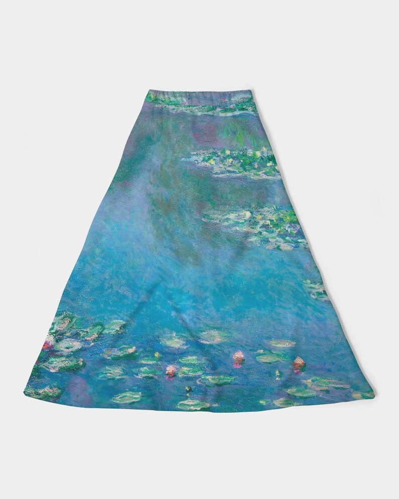 Monet Water Lilies Women's A-Line Midi Skirt | Art Inspired Clothing | Midi Skirt | Artistic Clothing | Cute | Painting | Artist image 6