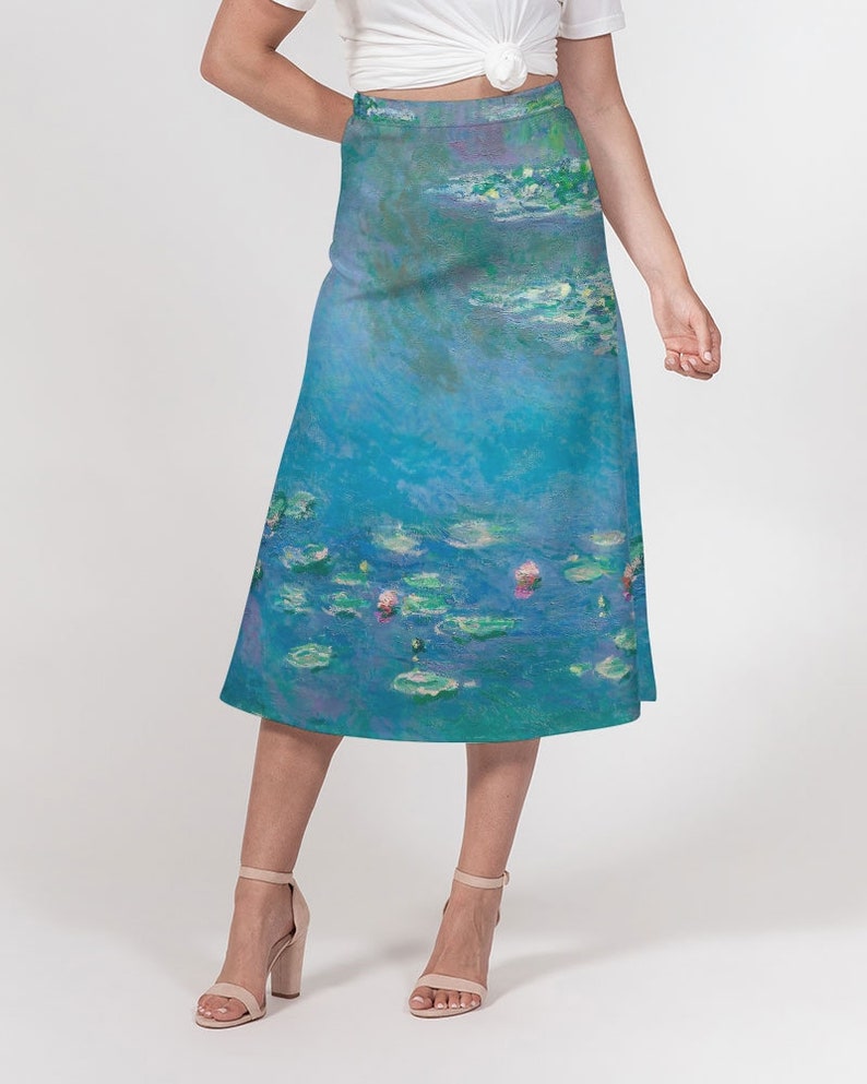 Monet Water Lilies Women's A-Line Midi Skirt | Art Inspired Clothing | Midi Skirt | Artistic Clothing | Cute | Painting | Artist image 5