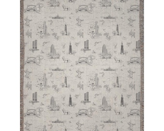 Custom Chicago Toile Woven Blanket (Light Background)