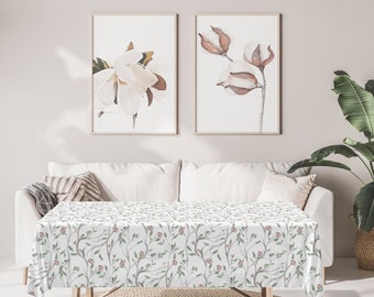 Chickadees Floral Tablecloth | USA Made, Cottagecore Decor