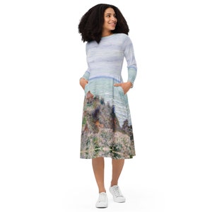 Monet&#39;s Cabin of the Customs Watch Long Sleeve Midi Dress (With Pockets!) (2XS - 6X) | Classic Art Dress | Aesthetic Art Dress | Cute Dress