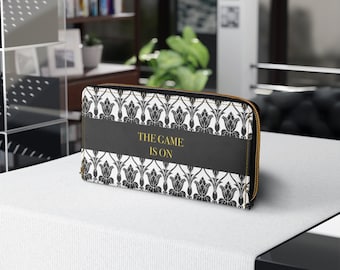 Sherlock Zipper Wallet | Sherlock Holmes | Enola | Cool Wallets | Book Wallets | Classic Book Gifts | Black and White | Faux Leather |