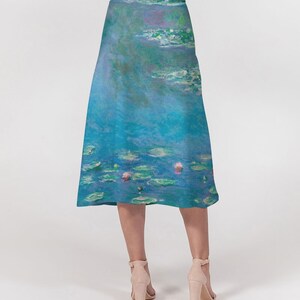 Monet Water Lilies Women's A-Line Midi Skirt | Art Inspired Clothing | Midi Skirt | Artistic Clothing | Cute | Painting | Artist image 2