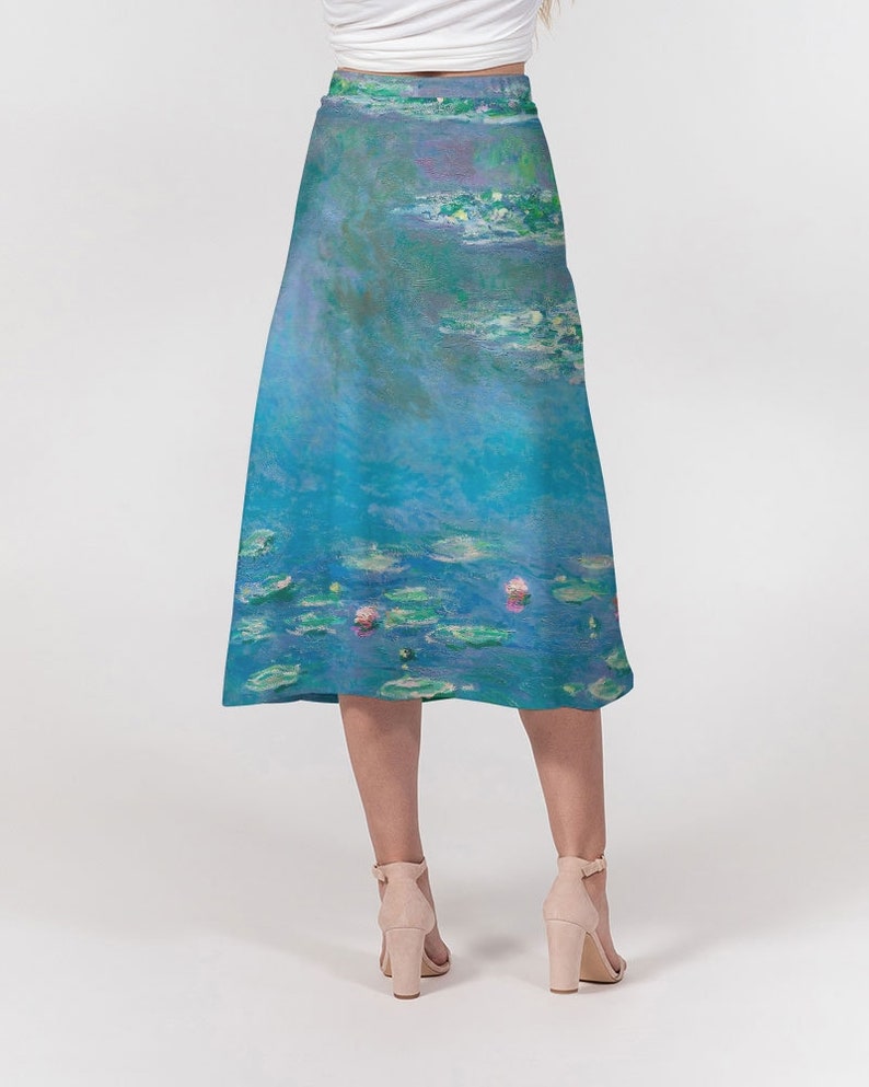 Monet Water Lilies Women's A-Line Midi Skirt | Art Inspired Clothing | Midi Skirt | Artistic Clothing | Cute | Painting | Artist image 2