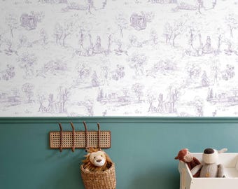 Enjoy the Little Things Toile de Jouy Wallpaper | Hand-Drawn Peel and Stick | Traditional