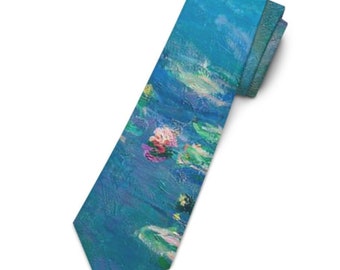 Monet Waterlilies Neck Tie | Men&#39;s Formal | Wedding Attire | Gifts for Him | Artist | Fine Art Clothing | Art Inspired | Cool Ties |