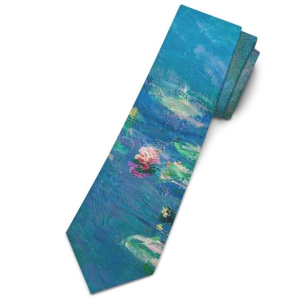 Monet Waterlilies Corbata / Formal de los hombres / Traje de boda / Regalos para él / Artista / Ropa de bellas artes / Inspirado en el arte / Corbatas frescas /