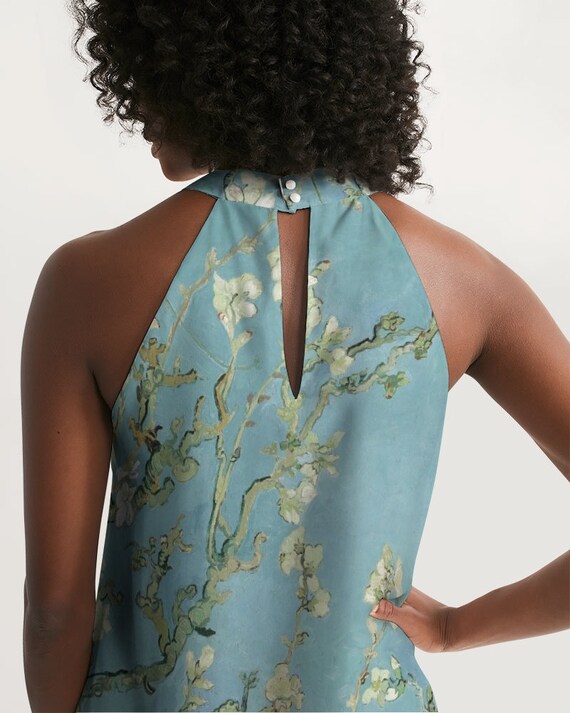 Women s Vincent Van Gogh Almond Blossom Halter Dress Loose Flowy Dress Artist Gift Art Inspired Clothing Etsy