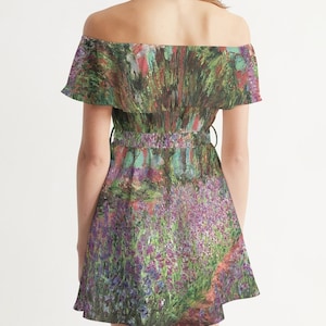 Women&#39;s Monet&#39;s Garden at Giverney Off-Shoulder Dress | Loose Flowy Dress | Artist Gift | Art Inspired Clothing | Impressionist Art