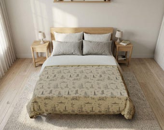 Vintage Chicago Toile Duvet Cover | Cotton Duvet Cover