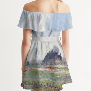 Women&#39;s Monet Tulip Fields Off-Shoulder Dress | Loose Flowy Dress | Artist Gift | Art Inspired Clothing | Monet Gifts | Art Dress | Cute