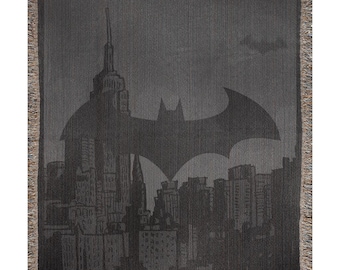 Batman Woven Blanket | Cityscape| Gotham City | Comic Book Blanket