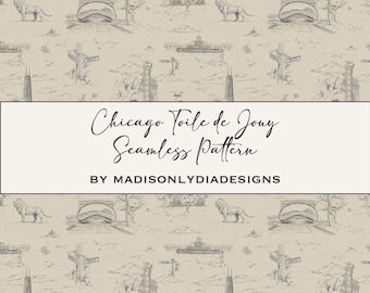 Chicago Toile de Jouy Seamless Pattern | Digital Download | Elegant Wedding Pattern | Custom Toile
