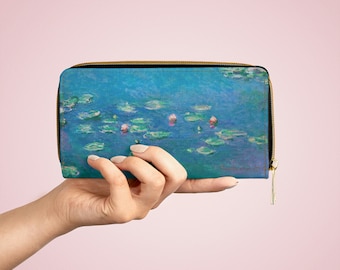 Monet Water Lilies Zipper Wallet | Art Gifts | Artistic | Art Inspired Gifts | Painted | Cool Accessories | Gifts for Her | Faux Leather