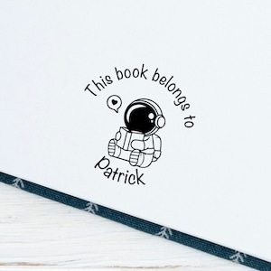 This Book Belongs to Personalized Stamp | Custom Astronaut Book Stamp | Child's Book Stamp | Home Library Book Stamp