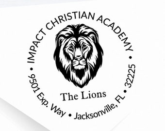 Custom Lion Mascot Stamp | Lion Custom Self-Inking Stamp | Custom Lion Address Stamp | Lion Stamp | Personalized Mascot Stamp